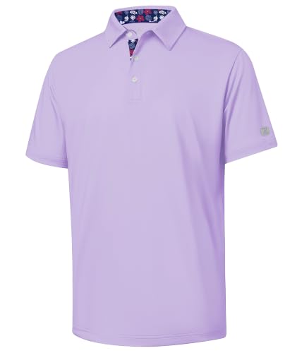 Image of ZITY Golf Shirts for Men Short Sleeve Moisture Wicking Solid Performance Designed Print Collared Casual Polo Shirt