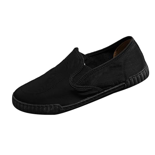 Mocasines de lona retro para hombre negro: zapatos de playa transpirables en talla 38 2/3 EU
