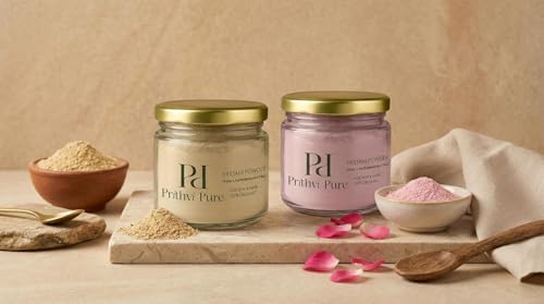 Image of 100% Organic Multani Mitti Powder Combo - Rose & Yellow Variant | 200g Each | Double Filtered Fuller's Earth for Face & Hair | Skin Brightening, Oil Control & Acne Care Mask