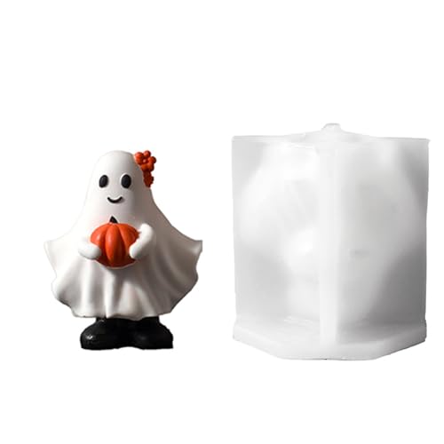 WWTU Molde de silicona de Halloween para manualidades de velas de fantasmas de calabaza con materiales resistentes reutilizables