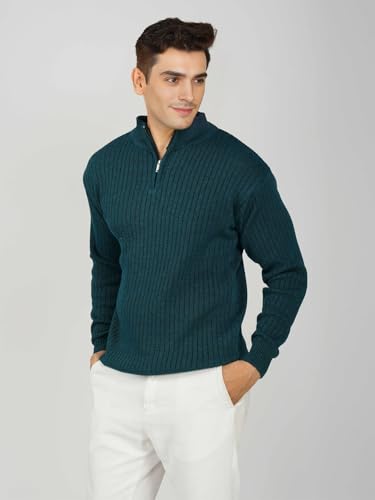 Image of LOQUE Men's Wool Blend Selection Sweater Half Zip High Neck Pullover Warm Casual Winter Wear for Office and Travel