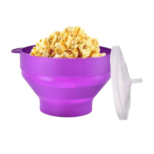 Popper de palomitas de maíz para microondas, resistente al calor, recipiente de calor para hacer aperitivos, olla de silicona para aperitivos para el hogar | Plato duradero de preparación de alimentos