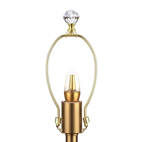 Canomo 2 Packs Faceted Crystal Glass Ball Lamp Finial Cap Knob Lamp Decoration For Lamp Shade, Clear And Gold, 1-3/4 Inches #TOP5