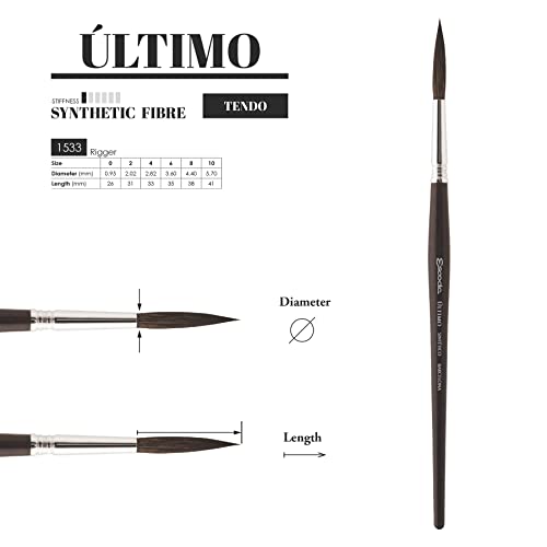 Image of Escoda Ultimo Series 1533 Artist Watercolor and Acrylic Paint Brush, Synthetic Squirrel, Rigger, Size 2