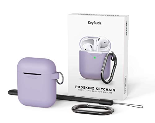 Keybudz Elevate Series Airpods Case [Front Led Visible] Keychain Protective Silicone Cover Compatible With Airpods Case 1 & 2 (With Carabiner, Lavender) #TOP6