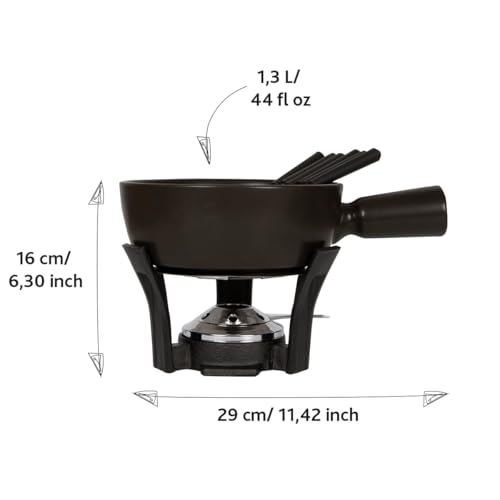 Foto von Boska Fondueset Nero - Käsefondue - Fondue geeignet für Brennpaste - 1,3 L Inhalt - 875 gr Käsefondue - Gusseisernen - Feuerfesten Keramiktopf