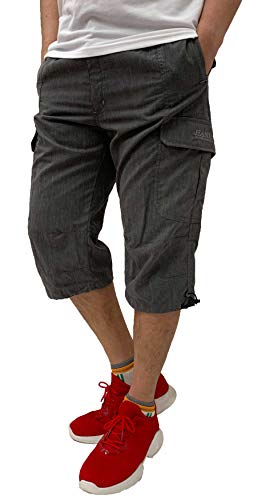 クロップドパンツ メンズ 大きいサイズ カーゴパンツ ロングパンツ 7分丈 シャーリング ミリタリー 5L グレー