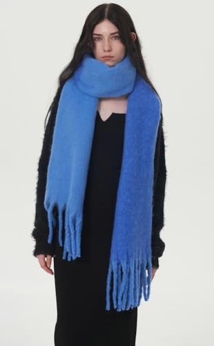 Halemet Bright Color Scarf for Women Warm Pashmina Shawls and Wraps Vintage Cardigan Cape Poncho Large Scarves Fall Winter2