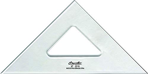 Esquadro Isósceles 45° de 16 cm sem Escala, Trident, 2516, Acrílico Cristal, Incolor