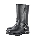 GARGOYLE BELLS Women's Leather Motorcycle Boots Cycling Boots Protective Footwear Waterproof Non-slip Casual Boots Mid Calf