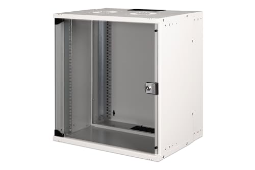DIGITUS network cabinet - 19-inch rack 12 U - Unassembled - Wall mounting - 400 mm depth - 319,25 mm usable depth - Load capacity 60 kg - Glass door - SOHO Pro series - Grey