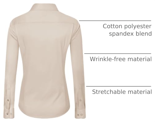 Image of J.VER Womens Dress Shirts Long Sleeve Button Down Shirt Wrinkle-Free Business Casual Blouse Office Work Tops