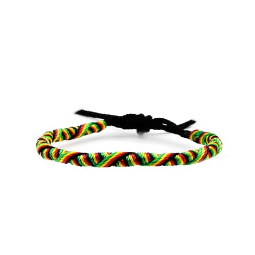 BDM - Pulsera rasta de hilo elastico, bandera rasta, Hippie, Bod Marley, jamaica - Modelo 5