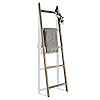 FUIN 6.3 Ft (76") Rustic Blanket Ladder Holder Farmhouse Wood Decorative Wall Leaning Quilt Towel Display Bathroom Rack, Light Brown