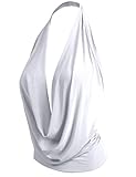 J. LOVNY Womens Womens Lightweight Low Cut Halter Top S-3XL White