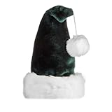 Green Velvet Plush Santa Hat - Halco #6075 White Long Hair Band Christmas Claus Party Kris Kringle...