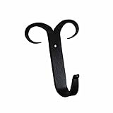 This beautiful wrought iron hook Comes complete with mounting hardware Has our exclusive RS protective finish Looks beautiful in entryways or on furniture Crafted of hand-forged wrought iron