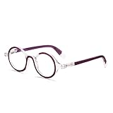 Kodilin Lesebrille Damen Herren Rund Mode Lesehilfe, Blendschutz Lesebrille für ältere Menschen, PC/Handy Komfort Vollrahmenbrille, Lila +3.5