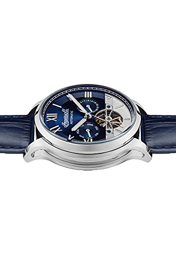 Ingersoll The Tempest Herren-Automatikuhr, 44 mm, mit dunkelblauem Zifferblatt mit offenem Herzen und dunkelblauem Lederarmband I12103 – Bild 6