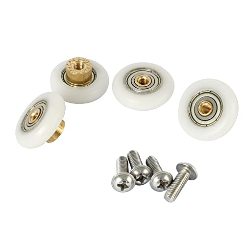 4Set 19/23/25/27Mm Shower Door Rollers Runners Wheels Brass Single Door Rollers Sliding Door Wheel Runner Pulley Shower Parts Replacement (Nylon, 19Mm) #TOP3