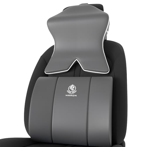 Image of MRRON Large Back Support Neck Rest for Chair & Car Seat, Orthopaedic Lumbar Support Memory Foam Backrest Cushion Designed for Back Pain Relief Pillow for Comfortable Sitting (Grey, Lumbar)