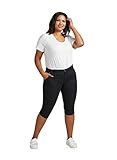 Baumwollqualität mit Stretch Zizzi Damen Capri Jeans 3/4 Caprihose mit Stretch Hose Große Größen -Schwarz-46
