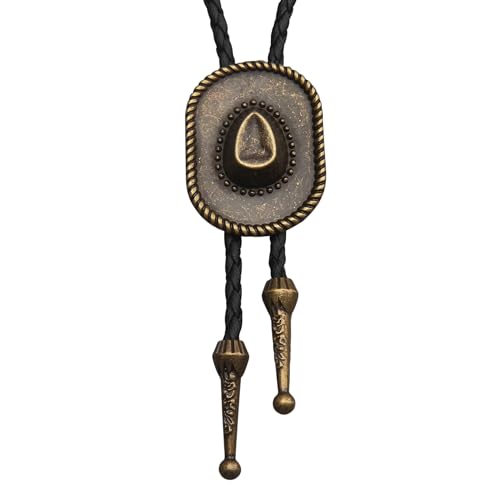 Image of Jeilwiy Bolo Tie for Men Western Cowboy Tie Necklace Gold Bolo Tie Leather Necktie Halloween Tie Accessories for Women