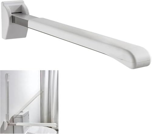 TIMDU イレ用手すりトイレ 保護手すり アームレスト折りたたみ式 便座 用手すり トイレットアームレスト 跳ね上げ式ステンレス鋼グラブバー 耐荷重100kg 滑り止め 転倒防止 簡単設置 身体障害者 高齢者介護 妊婦用 (ホワイト)