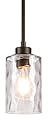 XiNBEi Lighting Pendant Lighting 1 Light Mini Pendant Light with Glass, Modern Adjustable Kitchen Hanging Ceiling Light Dark Bronze Finish XB-P1227-DB
