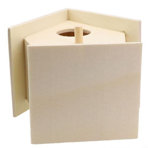 Casetta per uccelli in legno naturale per esterni, progettata per giardino e cortile, adatta per piccoli uccelli selvatici in cerca di riparo (B)