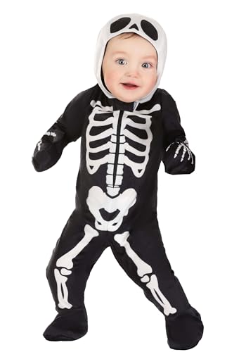 Disfraz de bebé skeleton con capucha y manoplas miniatura 2