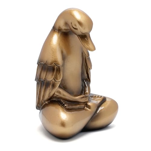 Figura Decorativa de Pato Meditando Dorado en Resina miniatura 3
