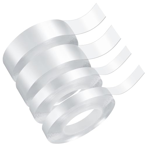 LuLuxinxin 12m Doppelseitiges Klebeband Extra Stark Transparent Abnehmbar Spurlos Double Sided Tape 4 Rollen Nano Klebeband Doppelseitig Ablösbar für Teppich Zuhause Auto Foto Wand Küche