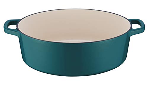 Image of Cuisinart Chef's Classic Enameled Cast Iron Dutch Oven with Lid, Porcelain Enameled Interior, Oven Safe, Induction Compatible, 7-Quart, Oval, Teal