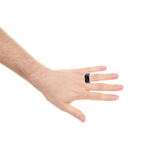 Metro Jewelry Black Agate Modern Ring for Men in Stainless Steel with Black Ion Plating - 13 MM Wide - Size 8 to 122