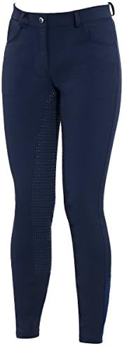 HR Farm Women's Full Seat Silicone Grip Breeches Horse Riding Jodhpurs (Navy, 28)