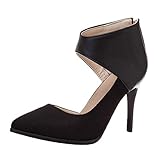 stiletto high heels pumps MISSUIT Damen Ankle Strap High Heels Spitze Stiletto Pumps mit Riemchen Reißverschluss Schuhe(Schwarz,46)