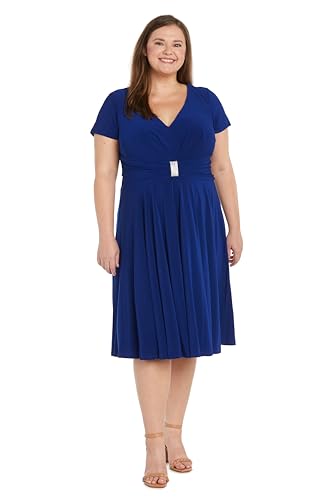 Image of R&M Richards Women's Metallic Foil Print Bodycon Dress W /Draped Capelet - Knee-Length Cocktail Party Outfit