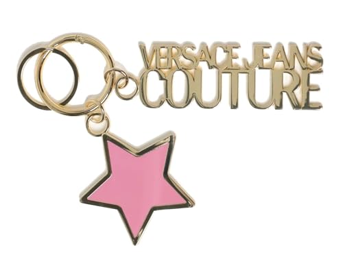 VERSACE JEANS COUTURE Llavero de metal 75VA8PC1 ZG170 481 – Oro con estrella rosa – 11 cm + 11 cm, dorado, Talla única