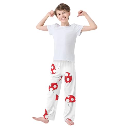 Red Mushroom Boys Pants Boys Athletic Pants Long Pant for Boywith Pockets Wide-Leg Size 6-14Y3