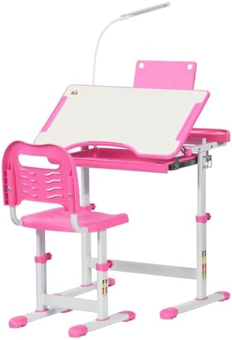 IRIS Height Adjustable Kids Desk and Chair Set – Study Table with ...