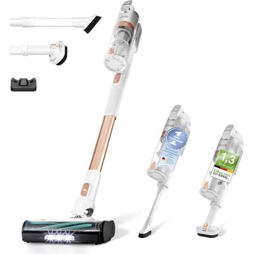 Levoit Cordless Vacuum Cleaner, Runtime for 75m², 100,000 RPM Brushless Motor, 8-in-1 Vacuum Cleaner, 5-Level 99.9% Filtration Efficiency, Anti-Hair Wrap, Hard Floors, Carpets & Cars, LVAC20