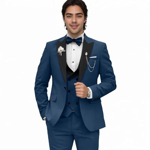 Men Suits 3 Piece Blazer Vest Pants Formal Wedding Groom Tuxedos Slim Fit Casual Prom Party Dress Suits3