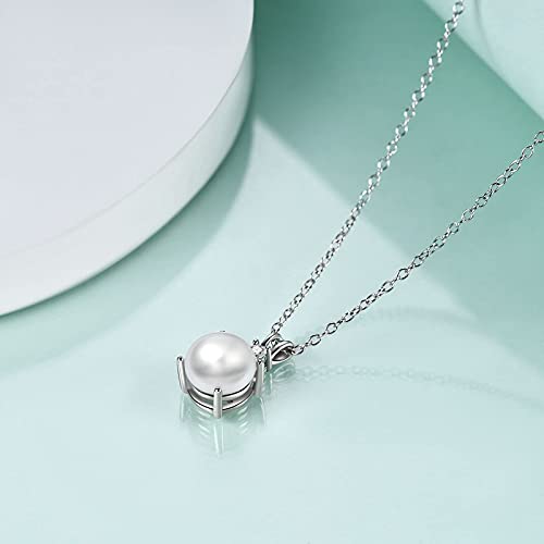 925 Sterling Silver Single Pearl Necklace Simple Cultured Solitaire Pearl Pendant Necklace Jewelry For Women #TOP3