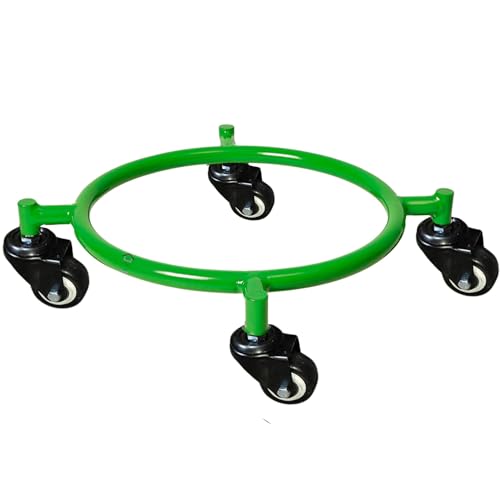 Image of Heavy Duty Gas Cylinder Trolley with Double Bearing Wheels - Stainless Steel Rolling Stand for Kitchen | Easy Move Cylinder Stand with 360 Rotation (Green, Strong Metal Troly)