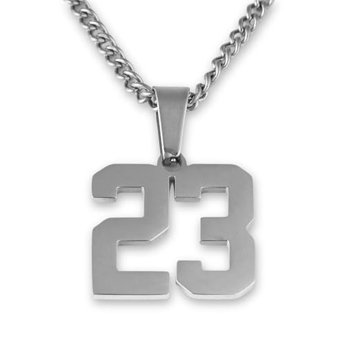 Custom Number Necklace - Stainless Steel Sports Chains - Personalized Jersey Number Necklaces for Men and Women Athletes - Stainless Steel Baseball/Basketball/Football Sports Team Inspiration Jewelry