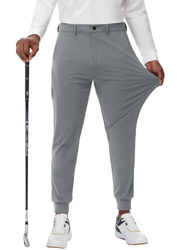 MIVEI Men's Golf Joggers Pants Belt Loops Slim Fit Stretchy Sweatpants Work Travel Dress Casual Tapered Pants Quick Dry UPF50