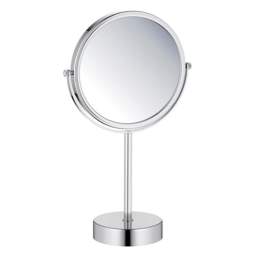 KIBI Free Standing Magnifying Makeup Mirror | Dual-Sided 1X/5X Magnification | 360° Rotating Vanity Mirror for Precise Grooming, Skincare & Beauty (Matte Black, KMM103)