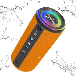 2026 Cassa Bluetooth 5.4 Portatile Potente Orange, Altoparlante Bluetooth 5.4 con HD Microfono, Luce RGB, Accoppiamento TWS, IP7 Impermeabile Bluetooth Speaker per Outdoor