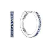 Starchenie Huggie Hoop Earrings for Women 925 Sterling Silver Princess Cut Created Tanzanite December Birthstones Jewelry